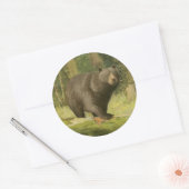 黒熊が木の幹を踏む ラウンドシール (封筒)