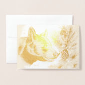 黒熊とクリスマスツリー 箔カード (封筒付き正面)