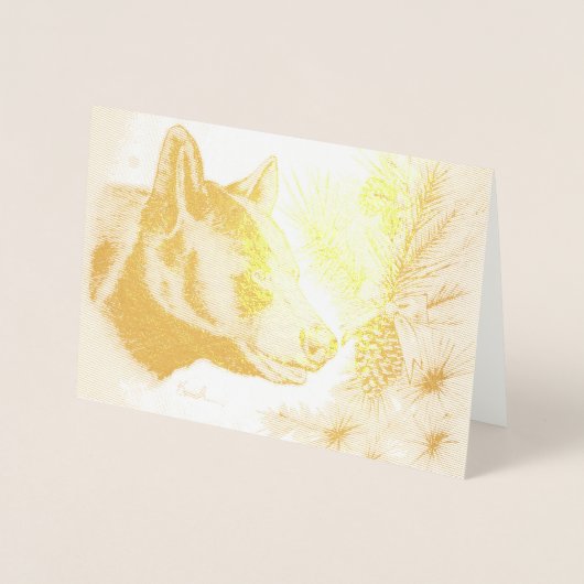 黒熊とクリスマスツリー 箔カード (正面)