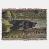 黒熊とトーテムポール野生動物アート スローブランケット (正面)