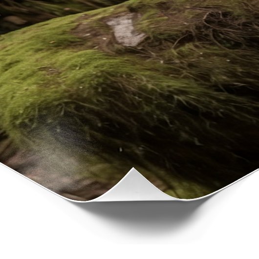 黒熊とトーテムポール野生動物アート ポスター (コーナー)