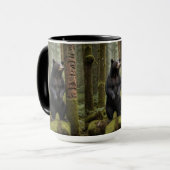 黒熊とトーテムポール野生動物アート マグカップ (正面左)