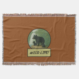 黒熊と子牛サドル茶色ブランケット スローブランケット