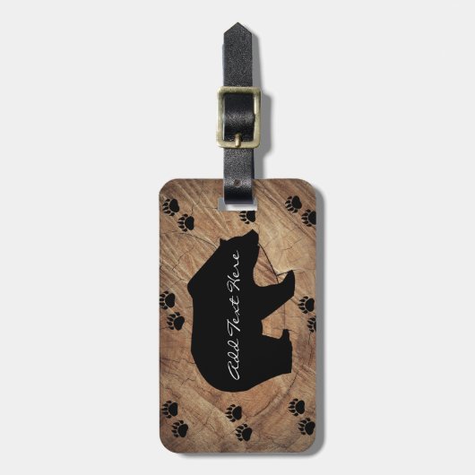 黒熊と熊の手 ラゲッジタグ (正面縦)
