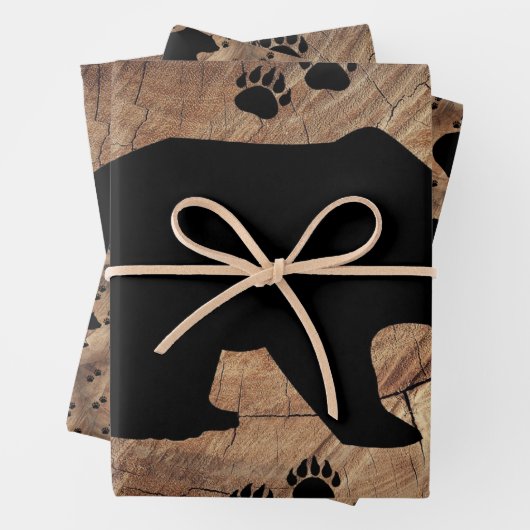 黒熊と熊の手 ラッピングペーパーシート (インサイチュ)
