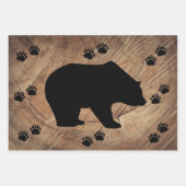 黒熊と熊の手 ラッピングペーパーシート (正面)