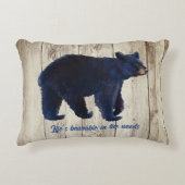 黒熊と素朴木絵を描材 アクセントクッション (正面)