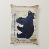 黒熊と素朴木絵を描材 アクセントクッション (裏面(縦))