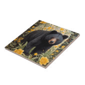 黒熊と黄色のバターカップの花 タイル (側面)