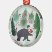 黒熊のクリスマスオーナメント メタルオーナメント (左)