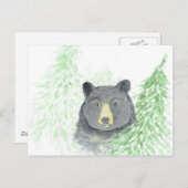 黒熊のクリスマス シーズンポストカード (正面/裏面)