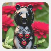 黒熊のゲームプレーヤー スクエアシール (正面)