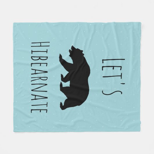 黒熊のシルエット&マイクロドットを引き上げよう フリースブランケット (正面(横))