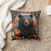 黒熊のチューリカラフルップの花 クッション (ブランケット)