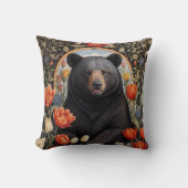 黒熊のチューリカラフルップの花 クッション (正面)