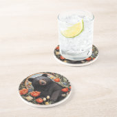 黒熊のチューリカラフルップの花 コースター (側面)