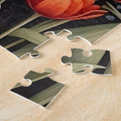 黒熊のチューリカラフルップの花 ジグソーパズル (側面)