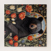 黒熊のチューリカラフルップの花 ジグソーパズル (横)