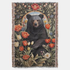 黒熊のチューリカラフルップの花 スローブランケット