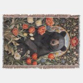 黒熊のチューリカラフルップの花 スローブランケット (正面)