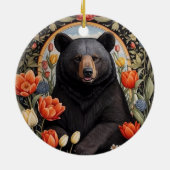 黒熊のチューリカラフルップの花 セラミックオーナメント (裏面)