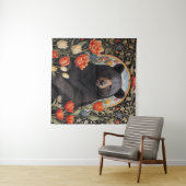 黒熊のチューリカラフルップの花 タペストリー (インサイチュ(横))