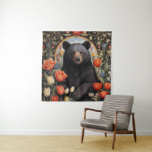 黒熊のチューリカラフルップの花 タペストリー (インサイチュ)