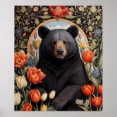 黒熊のチューリカラフルップの花 ポスター (正面)