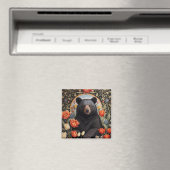 黒熊のチューリカラフルップの花 マグネット (インサイチュ (食洗機))