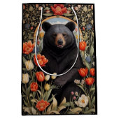 黒熊のチューリカラフルップの花 ミディアムペーパーバッグ (正面)