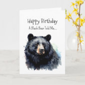 黒熊の性格誕生日おもしろい動物 カード (黄色い花)
