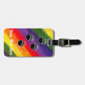 黒熊の手がレインボーウォーター色をプリント ラゲッジタグ (正面横)