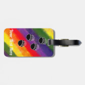 黒熊の手がレインボーウォーター色をプリント ラゲッジタグ (裏面横)