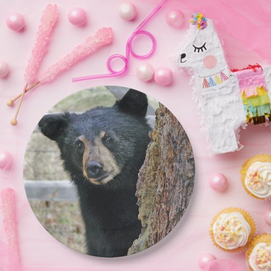 黒熊の木の写真 ペーパープレート (パーティー)