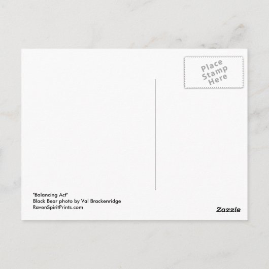 黒熊の野生動物はがき「バランス法」 ポストカード (裏面)