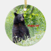 黒熊を飾ったクリスマスオーナメント セラミックオーナメント (正面)