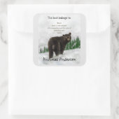 黒熊トーテムアニマルスピリットガイド蔵書票 スクエアシール (バッグ)