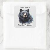 黒熊トーテムアニマルスピリットガイド蔵書票 スクエアシール (バッグ)