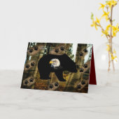 黒熊ハゲのワシ熊の手のプリント荒野 カード (黄色い花)