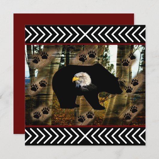 黒熊ハゲのワシ熊の手のプリント荒野 サンキューカード (正面/裏面)