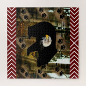 黒熊ハゲのワシ熊の手のプリント荒野 ジグソーパズル (横)