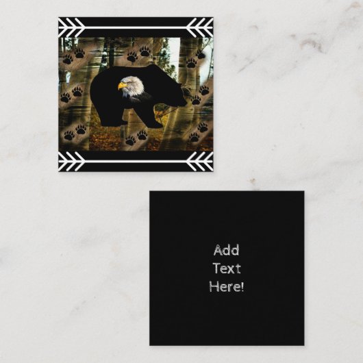 黒熊ハゲのワシ熊の手のプリント荒野 スクエア名刺 (正面/裏面)