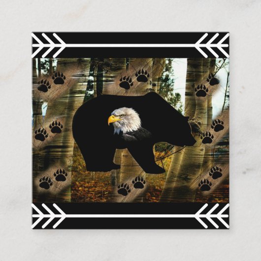 黒熊ハゲのワシ熊の手のプリント荒野 スクエア名刺 (正面)