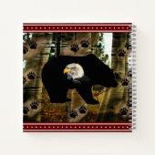 黒熊ハゲのワシ熊の手のプリント荒野 ノートブック (裏面)