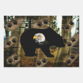 黒熊ハゲのワシ熊の手のプリント荒野 ラッピングペーパーシート (正面3)