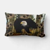 黒熊ハゲのワシ熊の手のプリント荒野 ランバークッション (裏面)