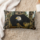 黒熊ハゲのワシ熊の手のプリント荒野 ランバークッション (ブランケット)