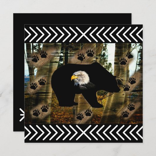 黒熊ハゲのワシ熊の手のプリント荒野 案内状 (正面/裏面)