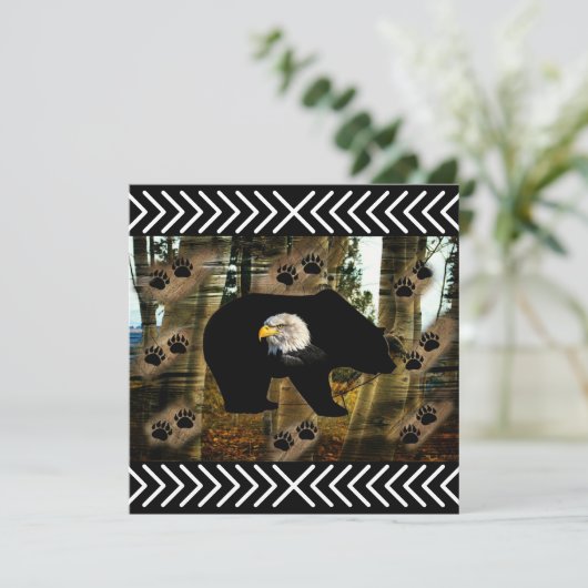 黒熊ハゲのワシ熊の手のプリント荒野 案内状 (スタンド正面)