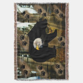 黒熊ハゲのワシ熊の足跡 スローブランケット (正面縦)